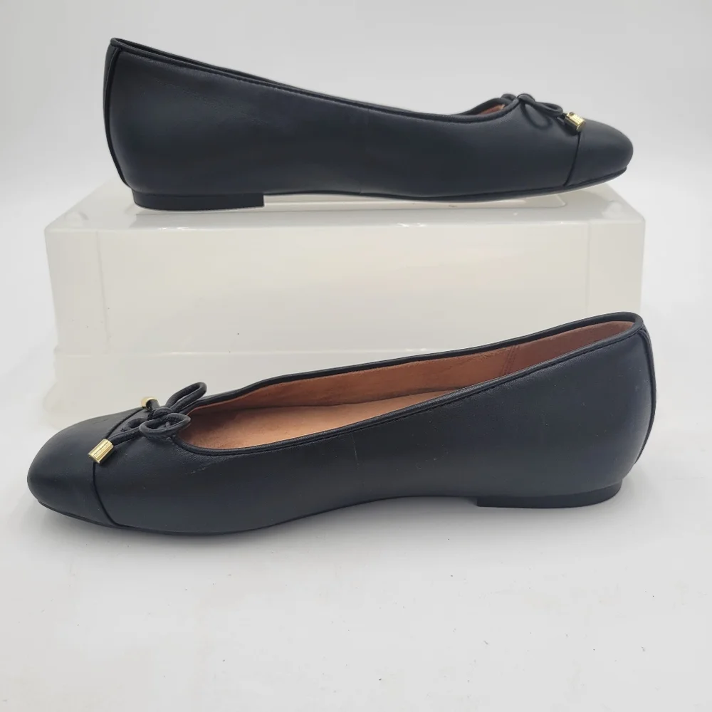 Vionic Womans Klara Ballet Flat Black Size 8 Square Toe Bow Detail Leather - Picture 4 of 10